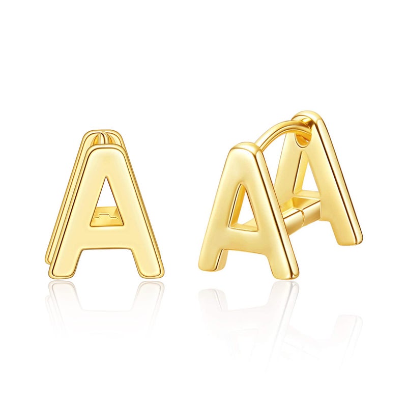 SANNYRA A Initial Stud Earrings for Women, 14K Gold Plated Hypoallergenic Letter Earring, Trendy Jewelry Gifts for Her - Image 1